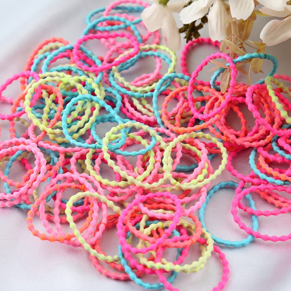 Corbatas para el pelo de bebé para niñas, soporte para coleta de caballo, bandas elásticas para el cabello, 3 cm para niños pequeños (100 piezas arco iris para niños)