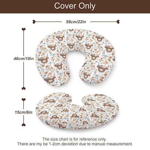 Miniatura 6 de Highland - Funda de almohada de lactancia con estampado floral de vaca de granja occidental, funda de almohada extraíble para lactancia materna para