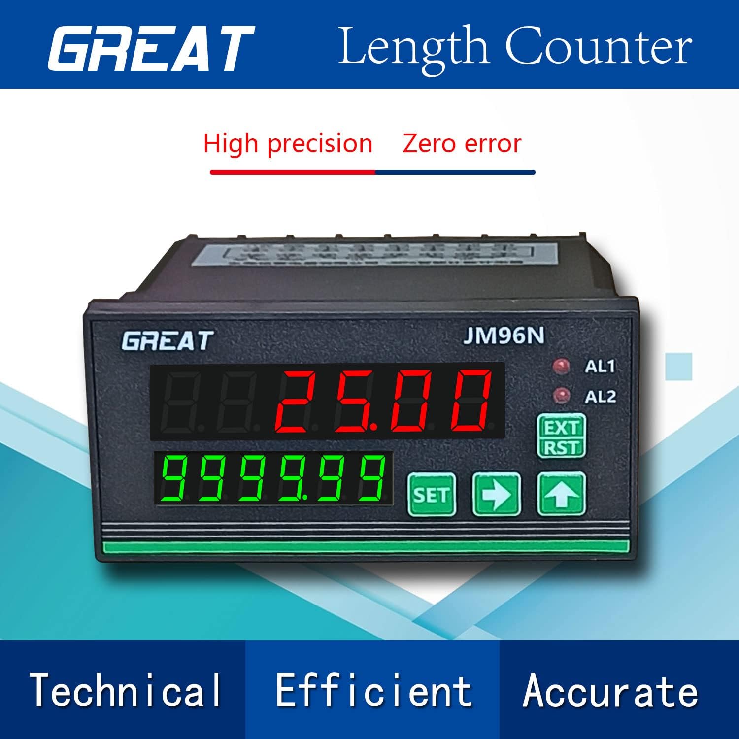 JM96N Digital Length Meter Counter Mechanical Length Counter Single Measure Wheel Unit in Feet Meter with Control Function 0-999999 (All With Plastic Wheel)
