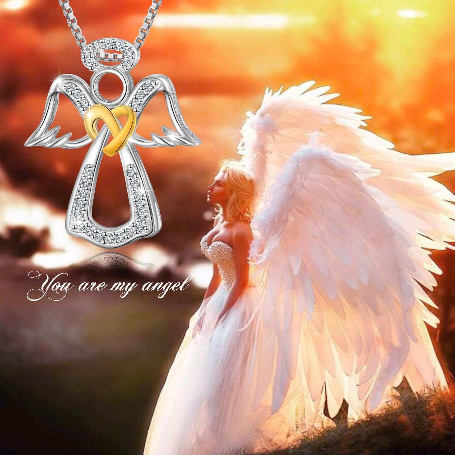 Guardian Angel Necklace for Women Sterling Silver You Are My Angel With Wings Pendant Necklace Jewelry Gift for Girls - Image 5