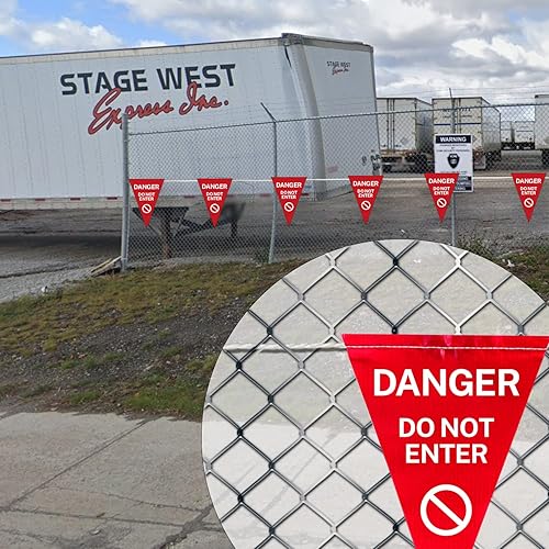 Miniatura 3 de Bandera impresa innovadora con texto en inglés "Danger Do Not Enter", 37 pies de longitud, con certificación OSHA