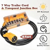 Vista 2 de MECMO Cable de remolque en línea de 7 vías, resistente de 8 pies, listado UL, con caja de conexiones de 7 bandas, interruptor de ruptura de 12 V