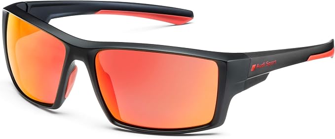 Audi 3111900100 - Occhiali da sole sportivi a specchio, nero/rosso :  Amazon.it: Auto e Moto