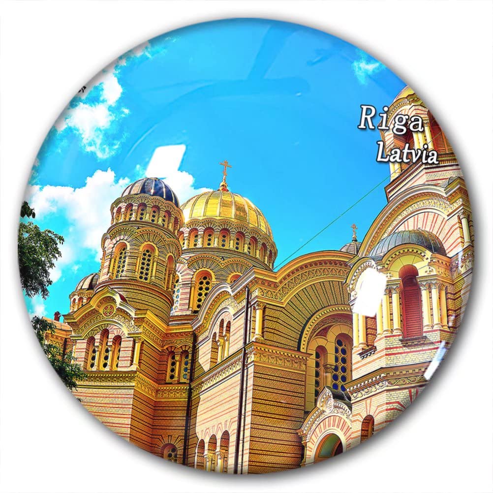 Lywallca Latvia-2952 Latvia Riga Fridge Magnet Refrigerator Stickers Decorative Magnet Travel Souvenir Crystal Glass