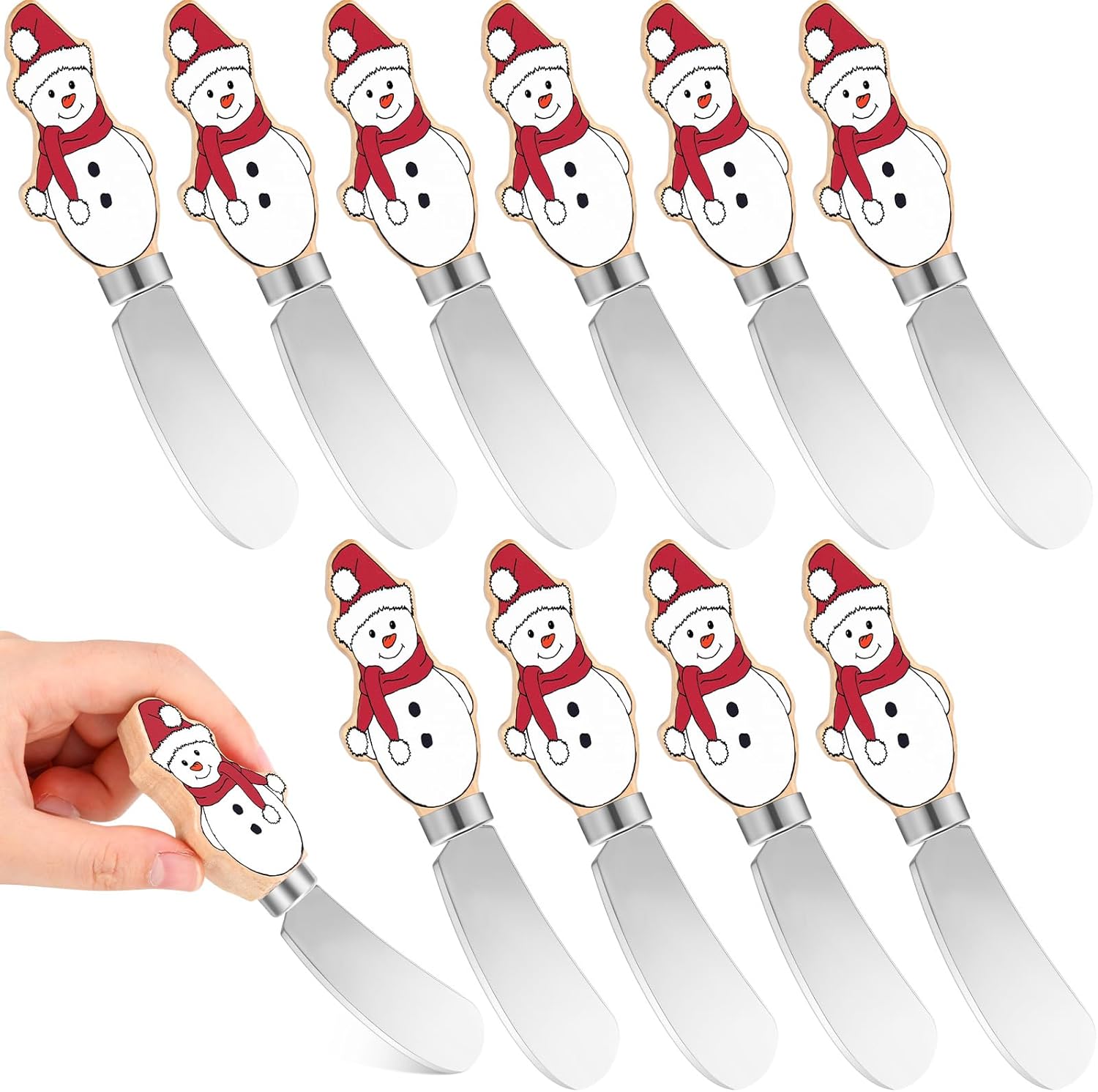 Sieral 10 Pcs Christmas Cheese and Butter Spreader Knives Cheese Spreader Butter Spreader Knives Multipurpose Christmas Decor with Hand Painted Wooden Handle Stainless Steel Blade (Snowman) Sieral 10 Pcs Christmas Cheese and Butter Spreader Knives Cheese Spreader Butter Spreader Knives Multipurpose Christmas Decor with Hand Painted Wooden Handle Stainless Steel Blade (Snowman)
