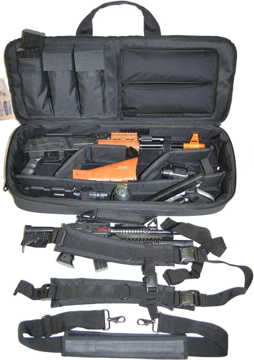 Explorer® Ranger Double Possible 3 Rifles Weapon Gun Case Tactical Carrying Military Backpack Bag with YKK Zippers with Storage MOLLE Pouches (30 inch Mojo Black Color, 30 inch Mojo Black Color MJ01)