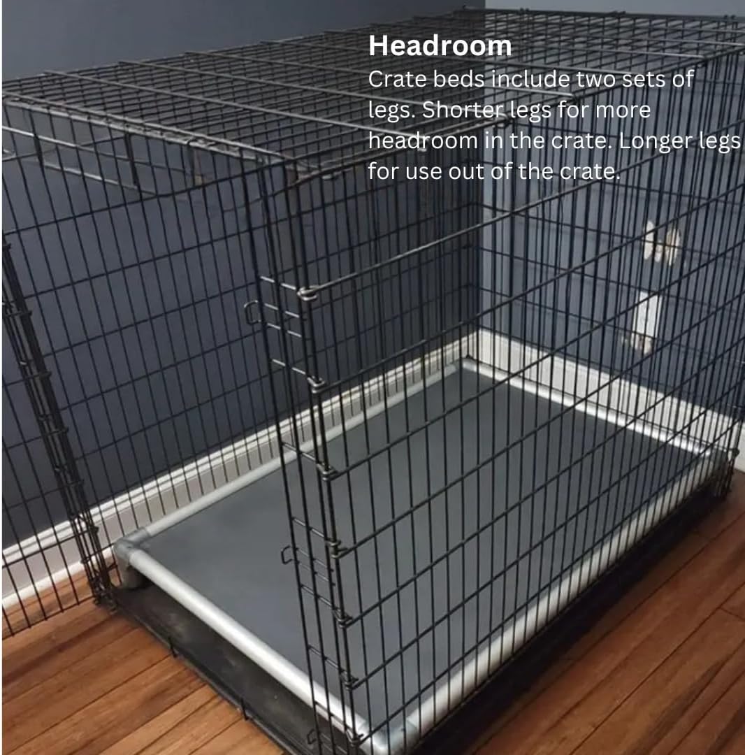 Kuranda Chewproof Elevated Crate Bed - Silver Aluminum - 35" x 23" - Sunsure Textilene Outdoor Mesh - Sierra