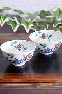 和座の蔵 饭碗 成对 套装 时尚 日式餐具 九谷烧 夫妻茶碗 铁仙 茶碗 陶器 高级 品牌 餐具 结婚礼物 人气 庆祝 贺父母