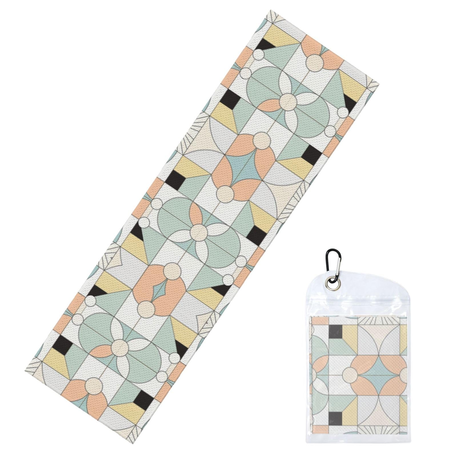 DUYIOKH Geometric Mosaic Design Print Cooling Towel, Portable Towel for Gym Workout Golf Beach World Cup Sports Hot Weather