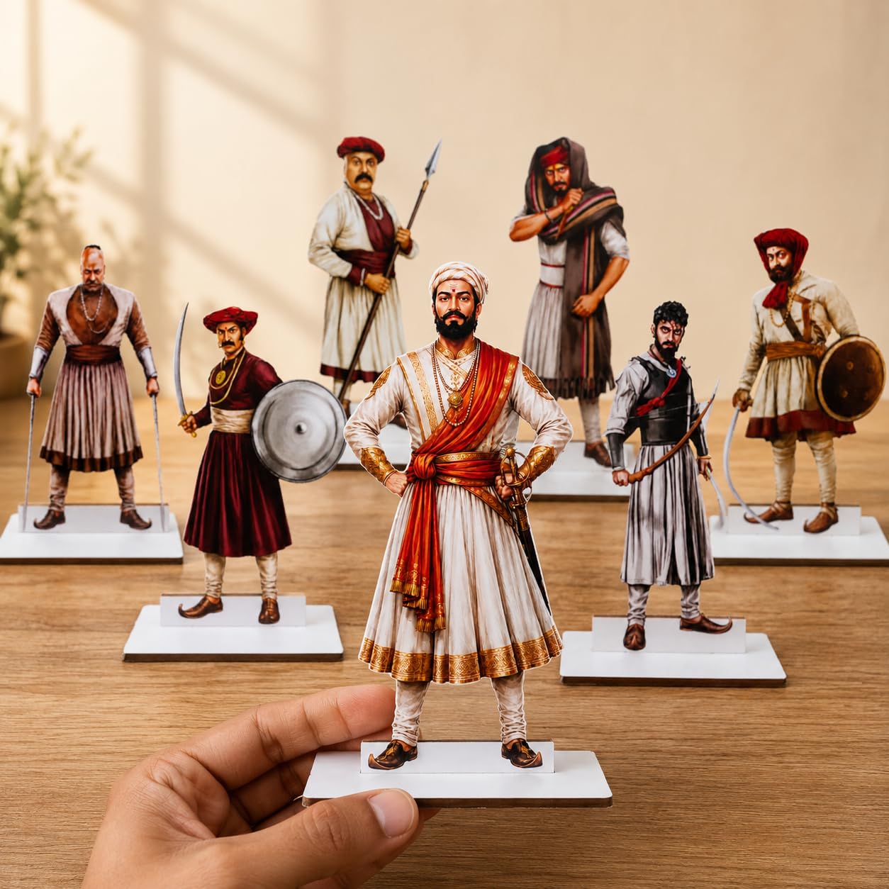 Craft House Swarajya Che Rakshak Standee Set | 7 Premium 5 mm White Foam Sheet Cutouts | 1 Shivaji Maharaj & 6 Maratha Warriors | Reusable for Ganesh Festival, Gauri Decoration & Home Temple Decor-image-31