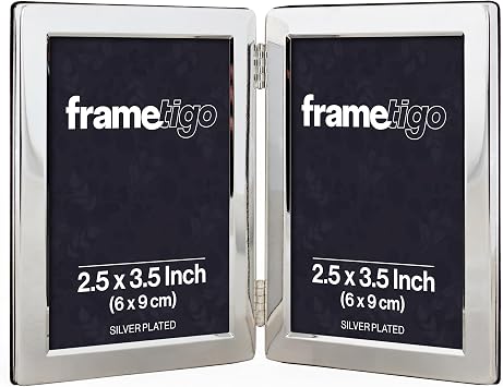 Silver Plated Flat Edge Double Photo Frame, 2.5x3.5 (6x9cm)
