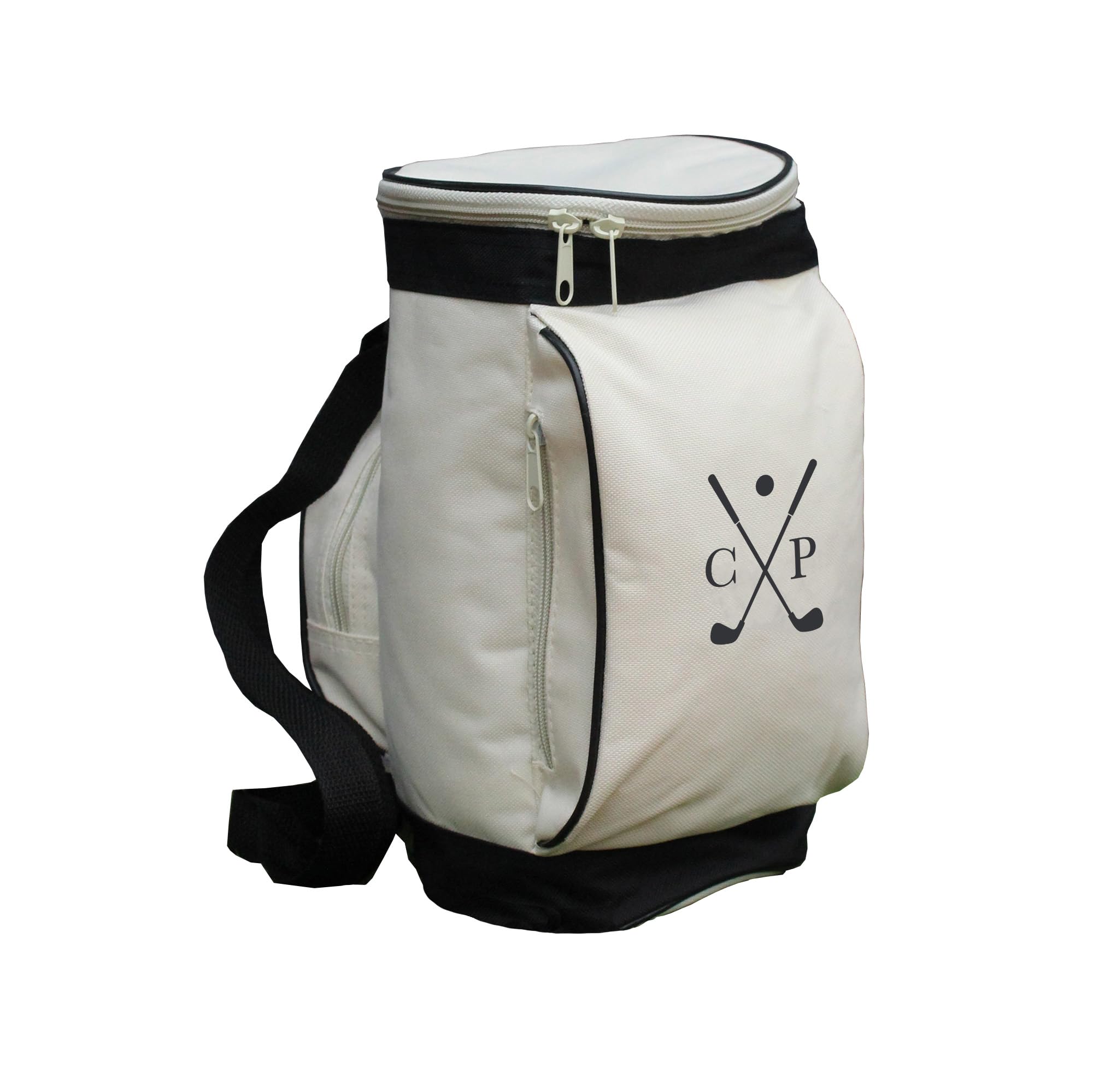 eBuyGB Personalised Golf Cooler Bag, Insulated Golf Caddy Cool Bag, 4L Lunch Cooler Bag, Dad Golf Gift, Grandad, Golf Lover Gifts (Beige)