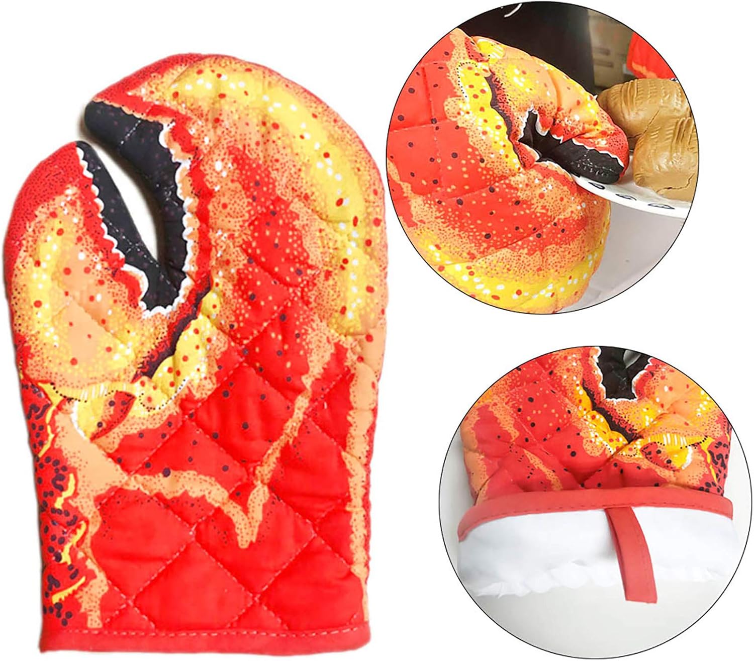 gerFogoo 2pcs Oven Gloves, Thick Cotton Oven Anti-scalding Crab Claw Gloves, Suitable for Microwave Ovens Ovens, Grill Plates - Image 4
