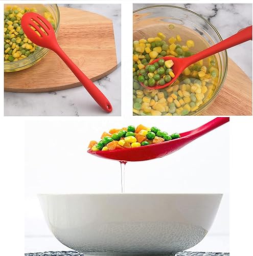 Miniatura 4 de Juego de cucharas ranuradas de mezcla antiadherente de silicona multicolor - Cocina Cocinar Hornear Herramientas de agitación