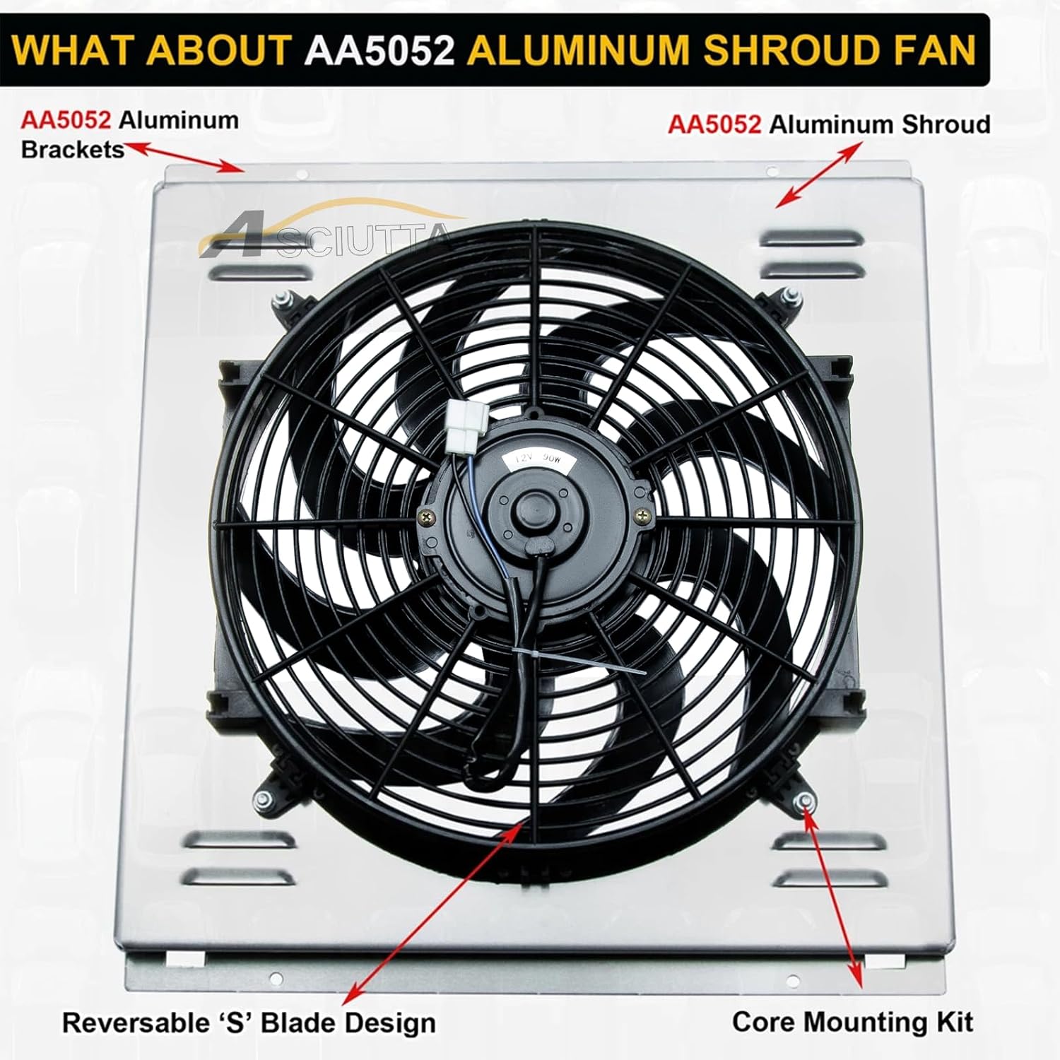 Aluminum Shroud Fan For 1985-1994 Ford Ranger/Explorer/Bronco II & fit Mazda B4000/Navajo Electric Radiator with 14" Fan & Relay Kit