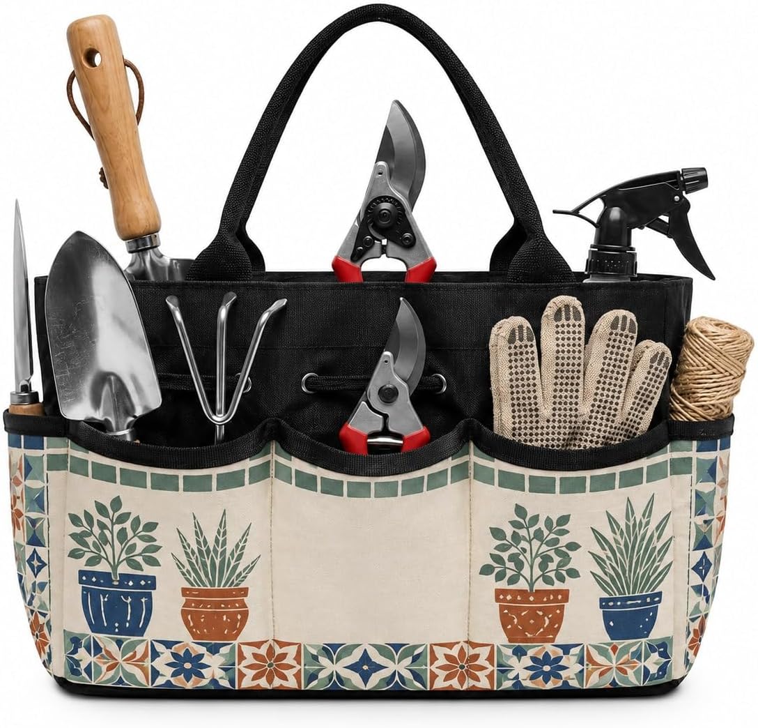 Planter Row Grid Garden Tool Bag Organizer for Garden in Courtyard Style