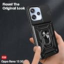 TheGiftKart Tough Armor Bumper Back Cover Case for Oppo Reno 15 5G | Sliding Camera Cover, Kickstand & Ring Holder | 360 Degree Protection Back Cover Case for Oppo Reno15 5G (PC & TPU, Black) gallery image