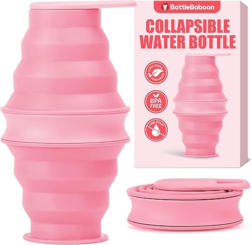 BottleBaboon Botellas de agua plegables, botellas de agua plegables para viajes, botella de agua plegable ultraplegable, botella de agua de