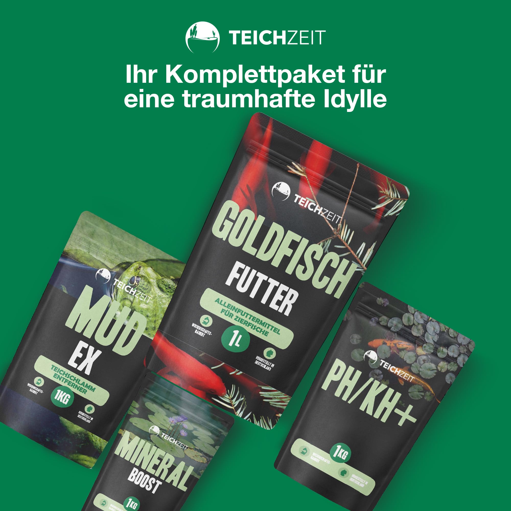Teichzeit Goldfischfutter I Teich Fischfutter für Goldfische und Teichfische I Fördert Wachstum & Farbintensität | Schwimmfähig & leicht verdaulich | Made in Germany | 5kg