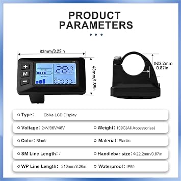 Ebike Display, Electric Bicycle LCD Display for Ebike Conversion Kit,Electric Bike LCD Display