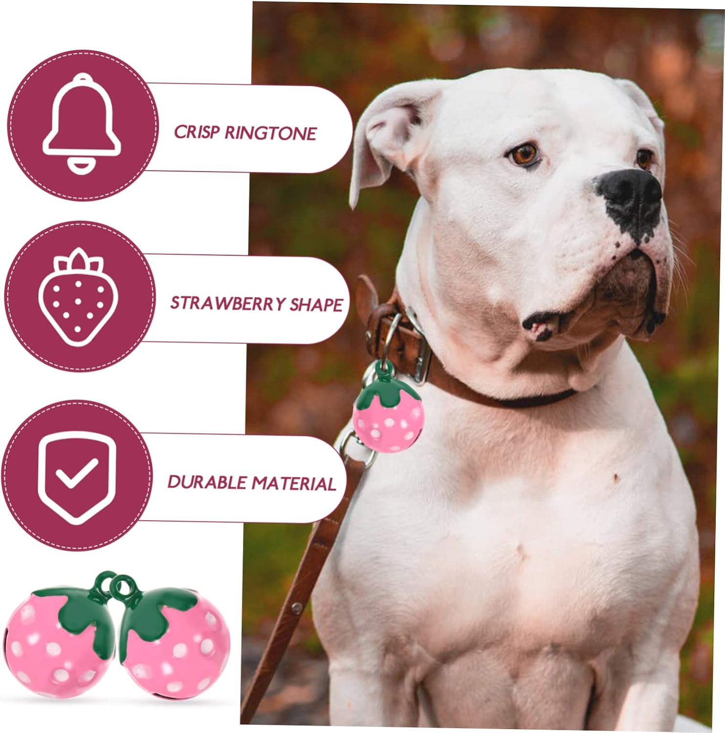 COLLBATH 10pcs Strawberry Shaped Pet Bells Cartoon Pendants for Dog Collars Keychains and Diy Crafts Unique Accessories for Pets