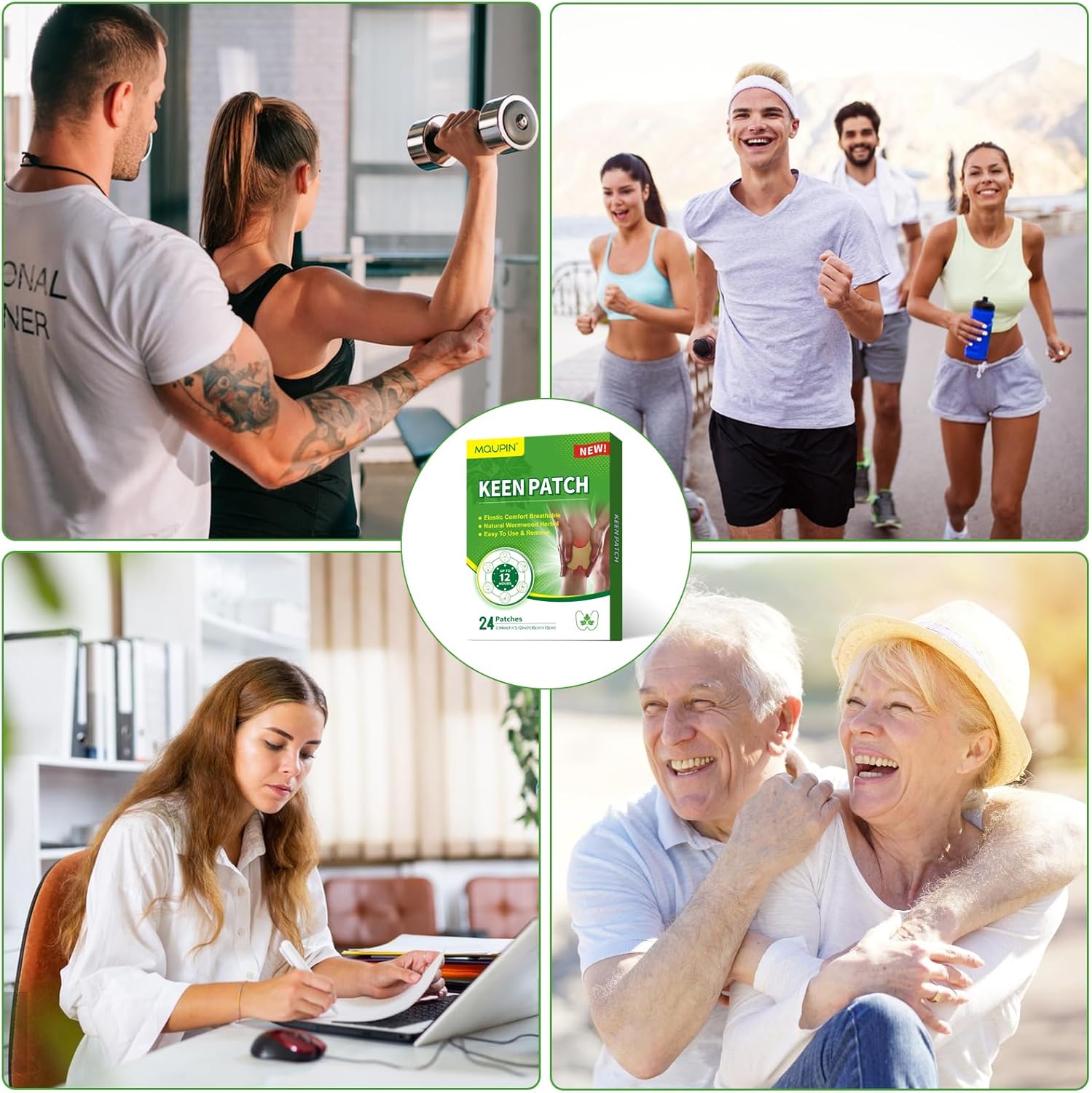 MQUPIN 24Pcs Knee Patches, Natural Kee Pain Relief Arthritis Patch Knee Patches for Pain Relief Bone on Bone for Knee, Back, Neck, Shoulder image 7 of 13 B0CJNW622J