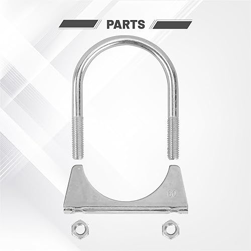 Miniatura 7 de Abrazadera de tubo de escape en forma de U de 2.25 pulgadas, abrazaderas de escape de silenciador de acero inoxidable con capa antioxidante, paquete