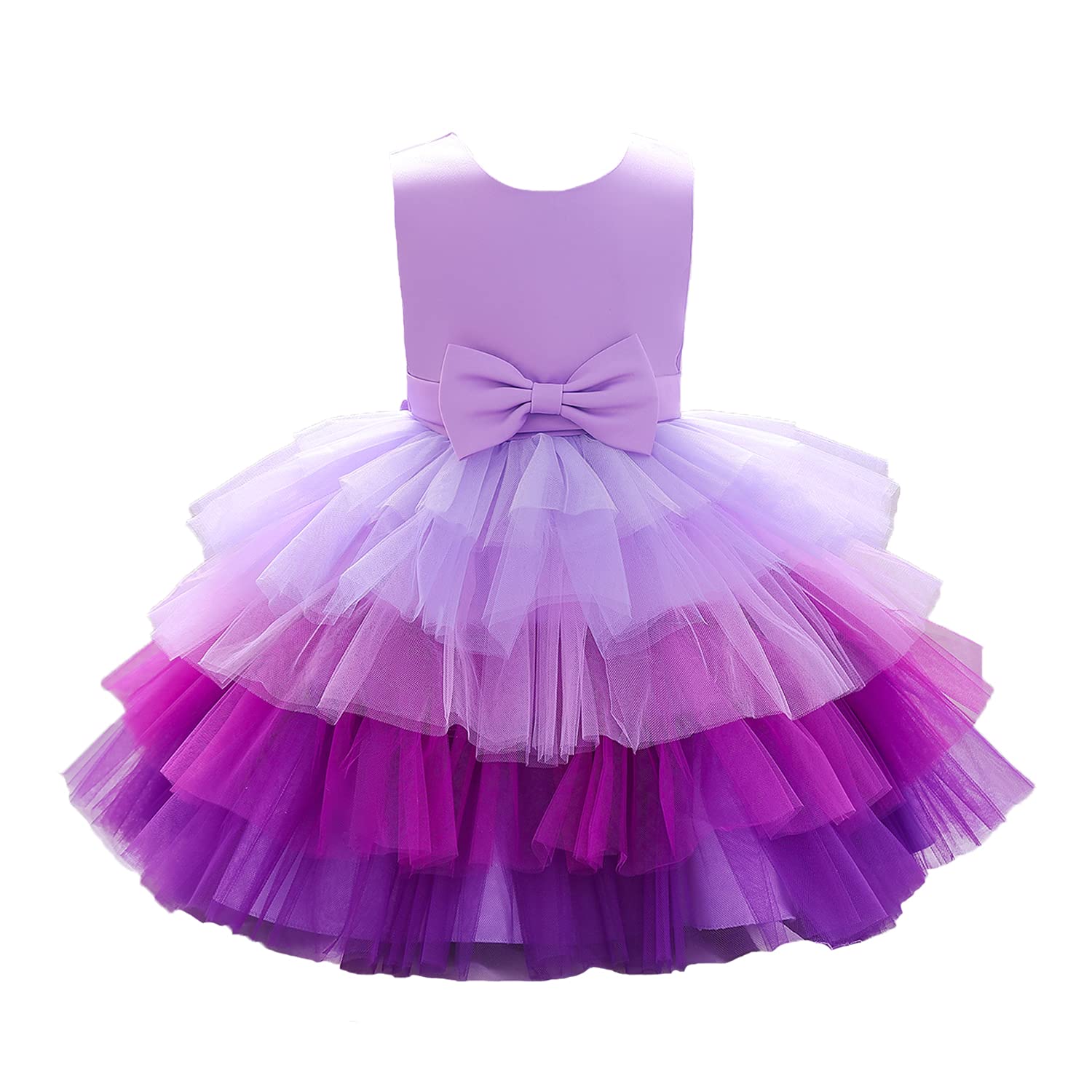 Flower Baby Girl Lace Dress Toddler Tulle Sleeveless Bow Princess Party Wedding Pageant Bridesmaid (0-6T)