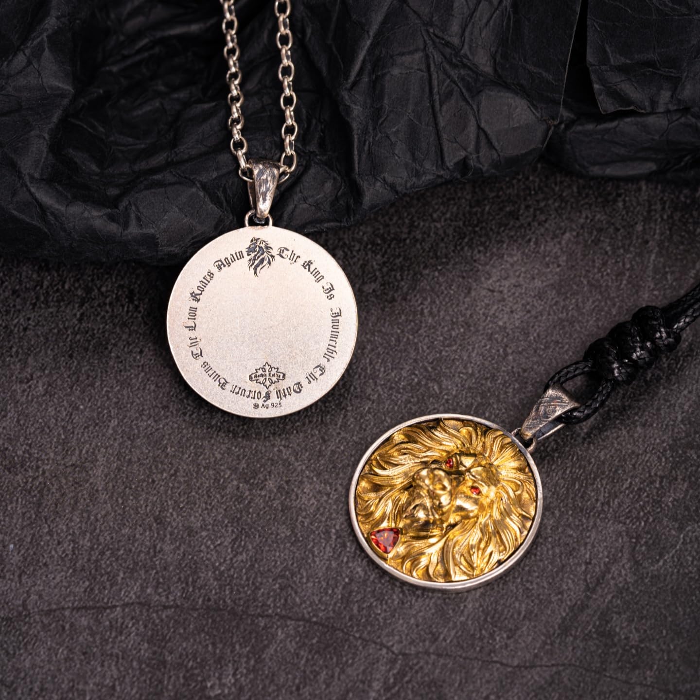 Collana con ciondolo a forma di testa di leone in argento sterling 925 bicolore con zirconia cubica gioielli animali per uomo catena 60cm