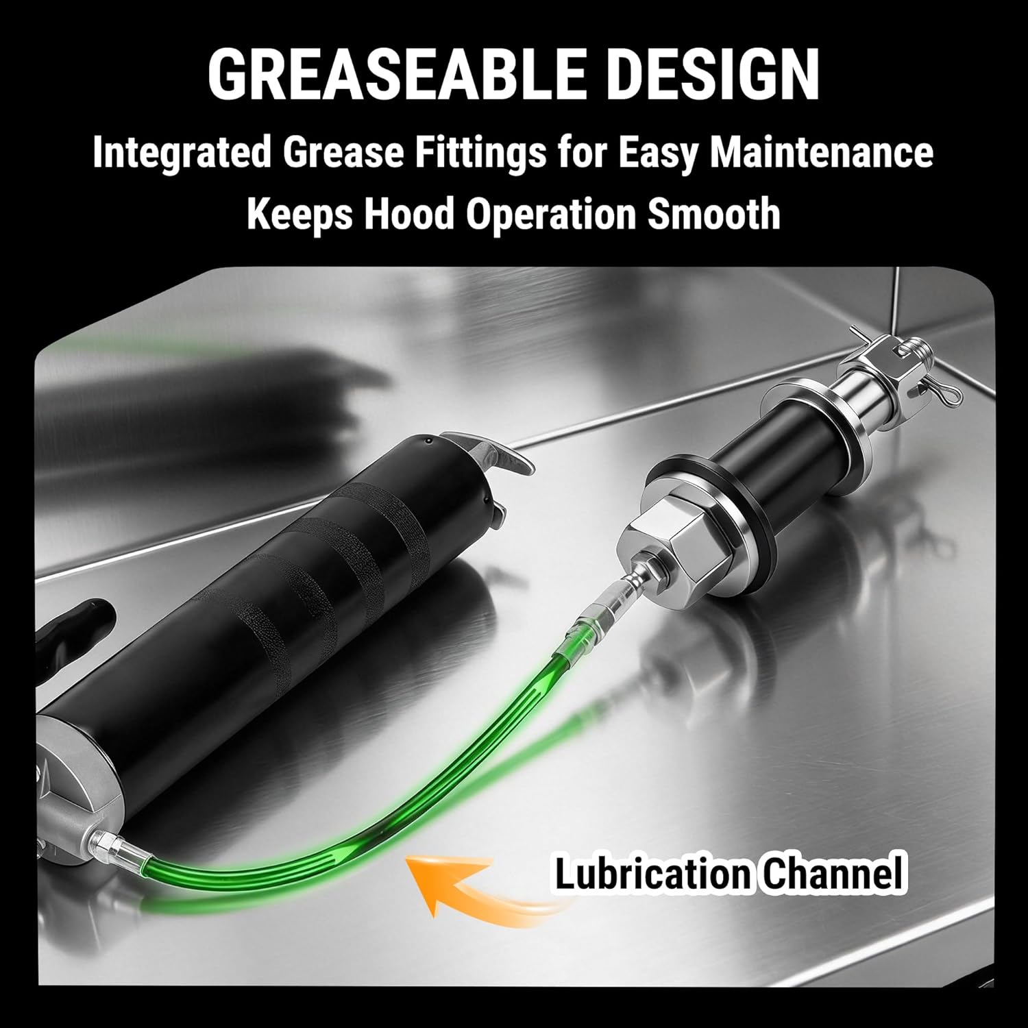 Peterbilt Engine Hood Hinge Pivot Bolt & Bushing Kit, Stainless Steel Greaseable Hinge Hardware Replacement for Peterbilt 378, 379, 388, 389 Trucks
