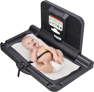 Alpine Wall Mounted Baby Changing Station - Horizontal Baby Changing Table Foldable Diaper Tables with Safety Strap for Commercial Bathroom, ADA Complaint (Hardware Included) Black