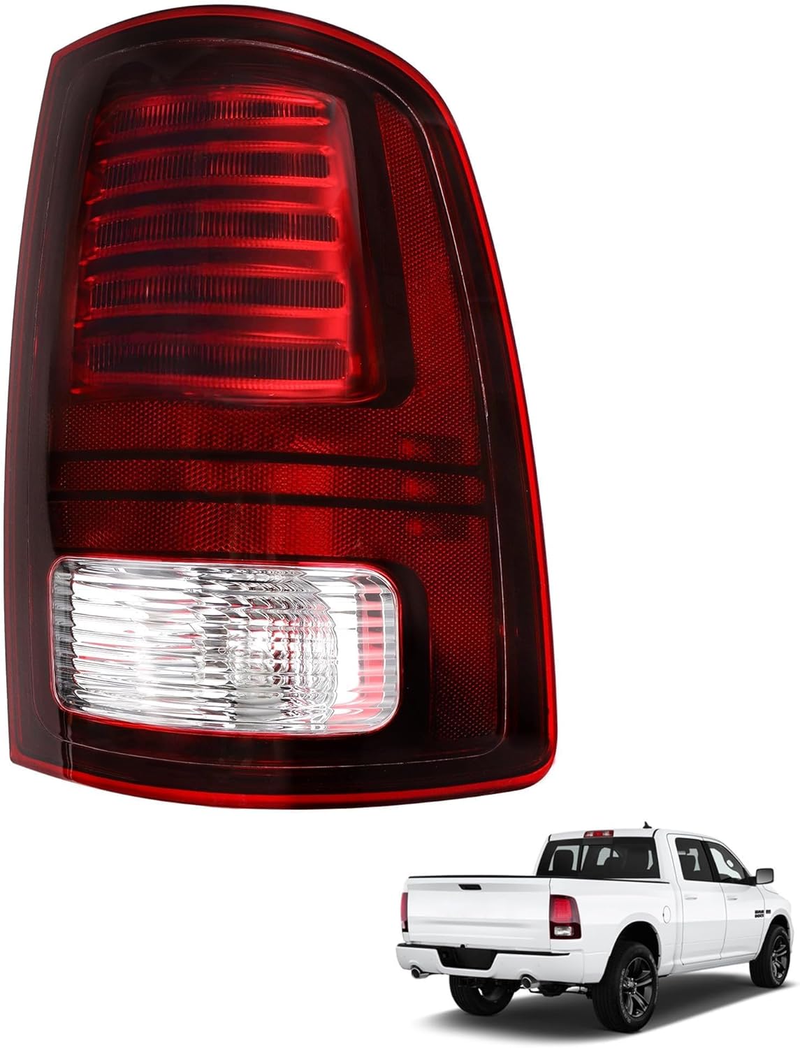 68093080AB LED Tail Light Right Assembly Passenger Side Compatible with Ram 1500 2013-2018 & 2500 3500 2014-2018 Black interior Replace# 68093080AC, CH2801202, Fits Factory LED Models Only