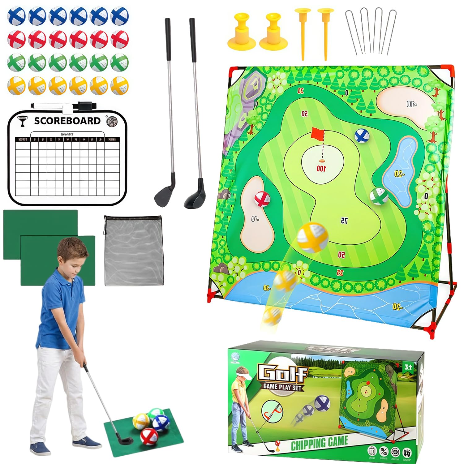 Juego de golf con pelotas de golf y contador de puntos, juego de mini golf, juguetes de golf para niños y adultos, mini maletín de golf, juego de astillado de golf, juego de golf para el hogar