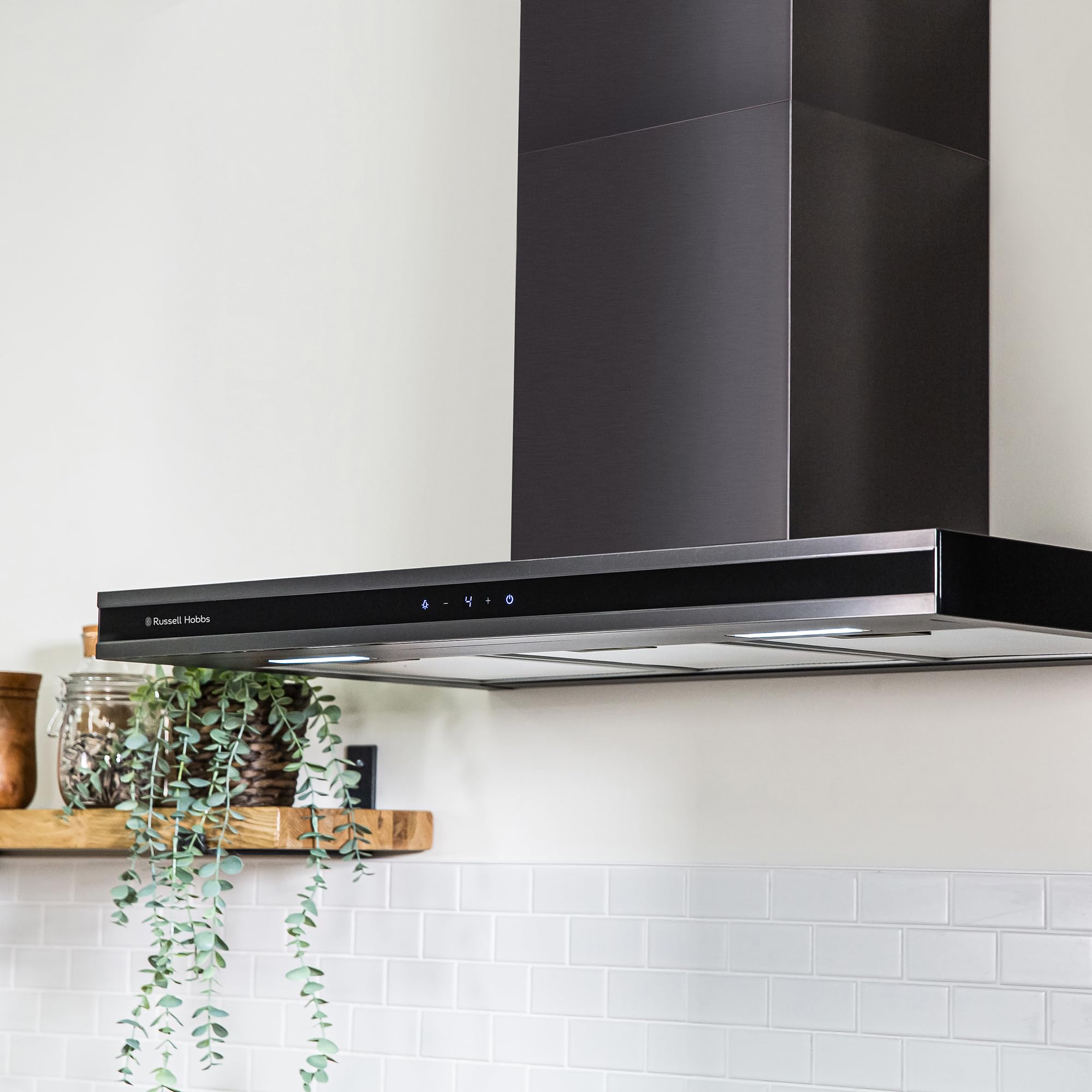 Russell Hobbs RHGCH903DS 90cm Midnight Collection T-Shaped Chimney Cooker Hood, Dark Steel — view 8