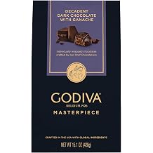 Godiva Masterpiece Dark Chocolate Bag, Individually Wrapped with Ganache Center, Gourmet Gift for Birthday, Holiday, Kosher, Halal, 15oz