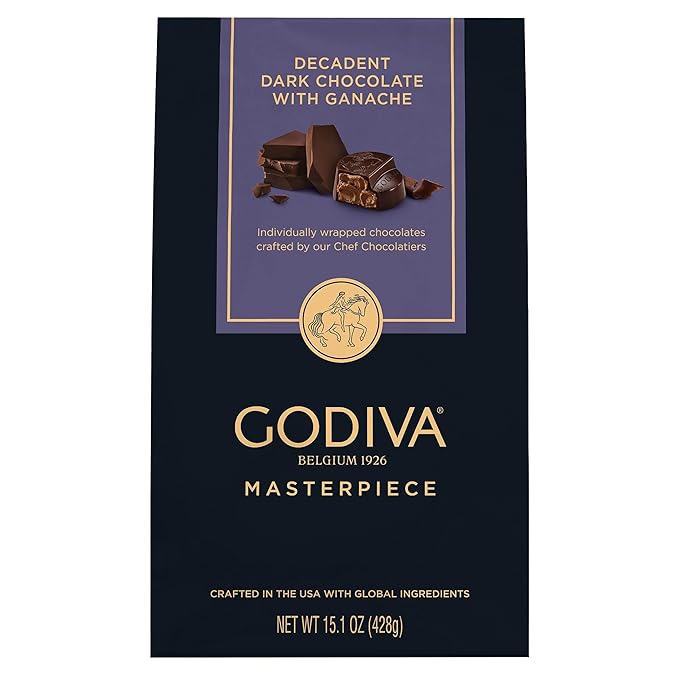 Godiva Masterpiece Dark Chocolate Bag, Individually Wrapped with Ganache Center,