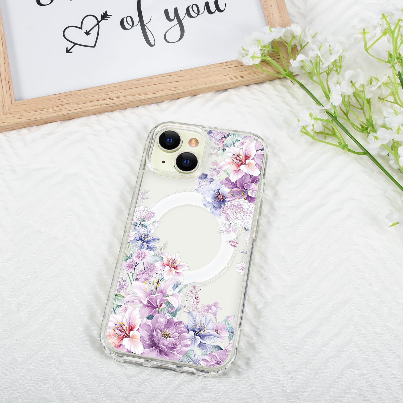 Tcaraersing For IPhone 16 Pro Flower Case Clear [Compatible With MagSafe] Floral Pattern Magnetic Shockproof [Hard PC Back Soft TPU Edge] Slim Cover For Girls Women IPhone 16 Pro 6.3 Inch - View #10