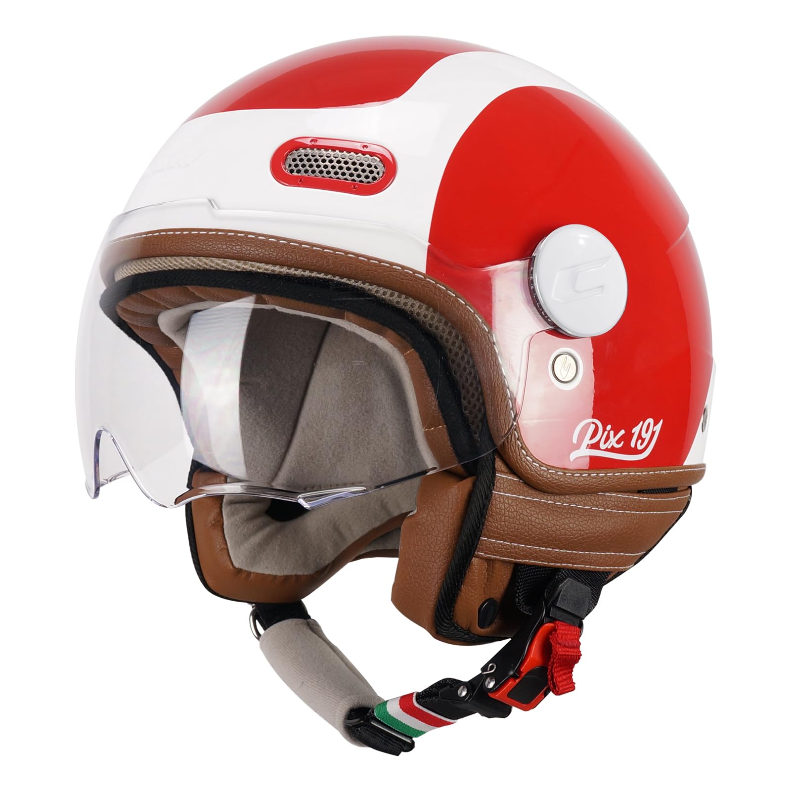 CGM Casco Abierto 191G PIX Sprint Rojo y Blanco Moldeado, M (56 cm)