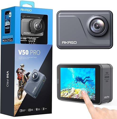 AKASO V50 Pro Native 4K30fps 20MP Cámara de acción WiFi con pantalla táctil EIS cámara impermeable resiste a 100 pies cámara web con soporte de