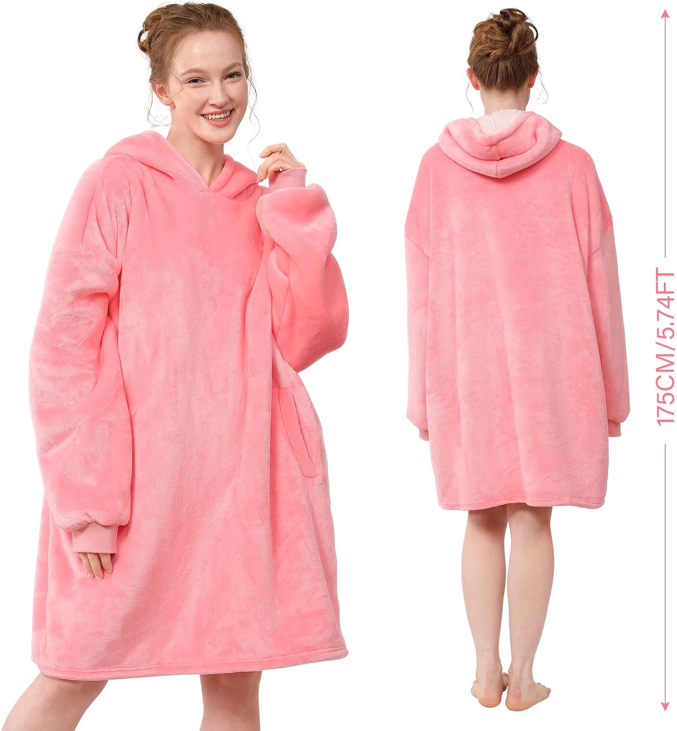 LetsFunny Blanket Hoodie,Oversized Wearable Sherpa Fleece Blanket Sweatshirt,Super Soft Warm Cozy with Giant Pocket,Gifts for Women Men Adults Teenagers Kids, One Size Fits All - Image 2