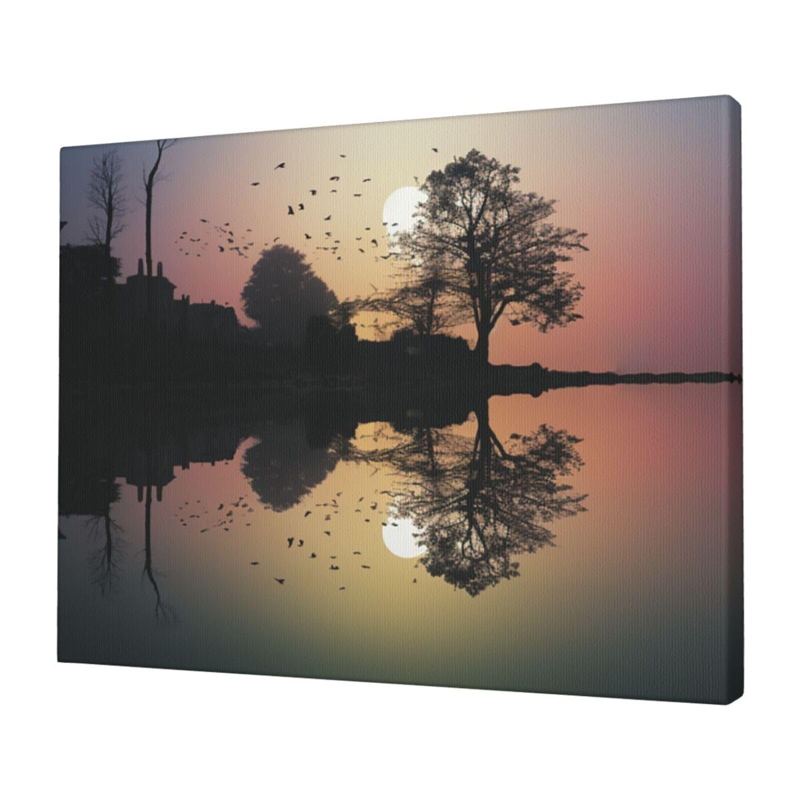 FodPand Canvas Wall Art for Living Room Wall Decor 12"x16" Modern Artwork Painting Pictures Hanging Canvas Prints Reflection Guitar Aesthetic Wall Art for Bedroom Bathroom Office Wallart Decor