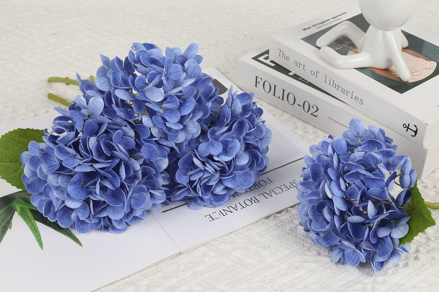 IPOPU 6PCS Real Touch Hydrangea Artificial Flowers Royal Blue Fake Hydrangeas with Stems Latex Realistic Faux Hydrangea Flowers for Wedding Centerpiece Floral Arrangements Home Decor (Royal Blue) - Image 4