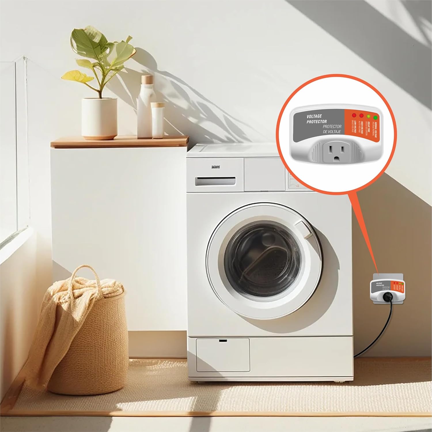 Refrigerators Surge Voltage Protector Multi Function Plug Single Outlet, Over Voltage/Under Voltage 140J Surge Protection for Air Conditioners & Home Appliances 120V 15A 1800W