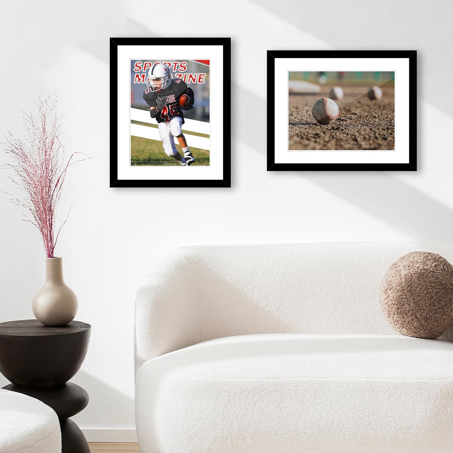 OMISHE 4 Pack Sports Magazine Frames, Fit 8.0x10.5 or 8.5x11.25 inch Magazine Display, Magazine Frames for Wall, Black, White Mat