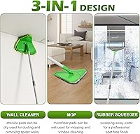 Vista 3 de RONSUNG Wall Cleaner Triangle Mop with 82'' Long Handle - Wall Scrubber, Cleaning Washer Tool with 6 Pads for Clean Walls, Ceiling, Windows, Floors