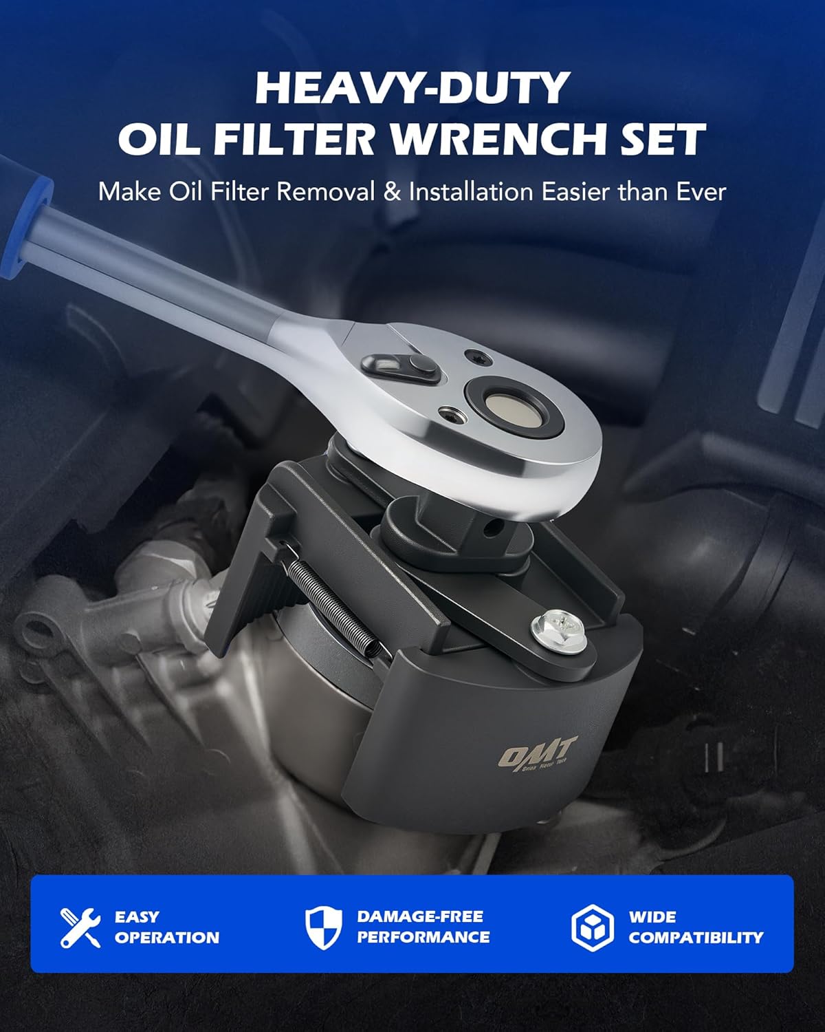 Orion Motor Tech Valve Spring Compressor, 10pcs Valve Spring Removal Tool with Solid C Clamp & 2 pc. Oil Filter Removal Tool, 60-80 mm & 80-105 mm Adjustable Oil Filter Wrench, Bundle