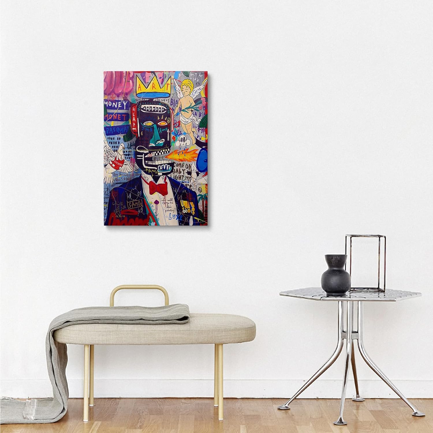 Tufiqu Framed Banksy Funky Graffiti Canvas Wall Art - Cool Teen Boys Game Room Colorful Painting Wall Decor Prints For Bedroom,living Room Home Office Artwork Ready To Hang (16''x24'')