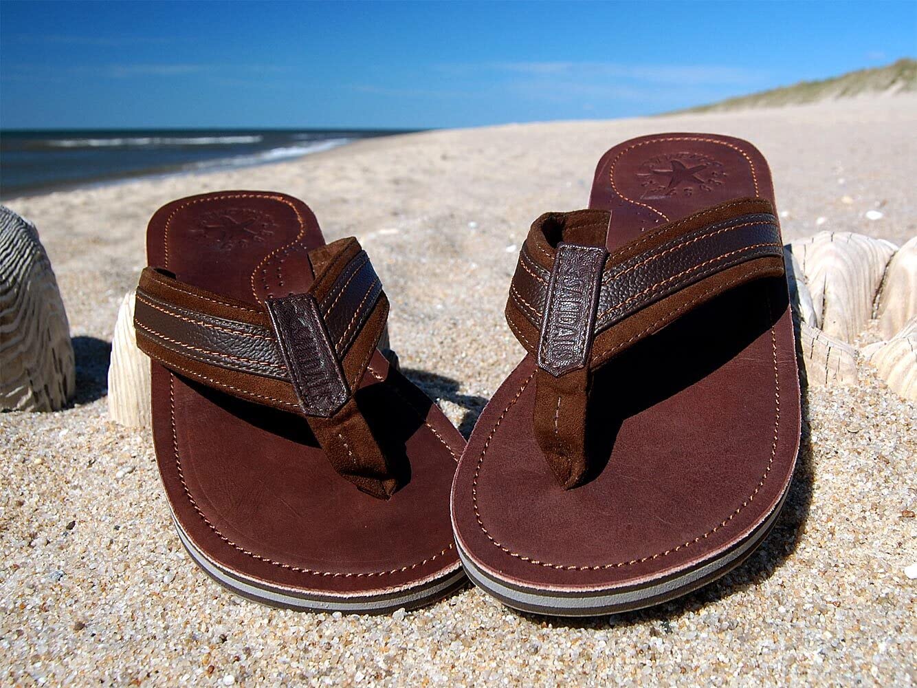 Herren Leder Zehentrenner Zehensandale Zehensteg Sandalen Gr.40-50/1964.bw