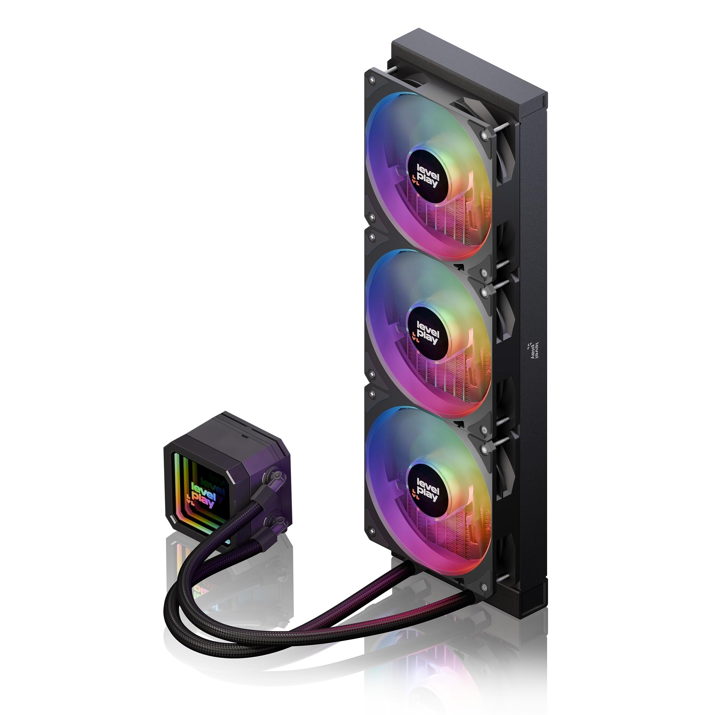 Levelplay Combat CL360 Refrigeración Líquida AIO - TDP 300W, Bomba ARGB Infinity Mirror, Radiador 360mm, Ventiladores ARGB Gen2 CF120, Compatible con AMD AM5/AM4 e Intel LGA 1851/LGA 1700 - Negro
