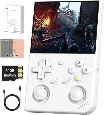 Anbernic RG35XX Pro Handheld Game Consoles RG35XXPro Retro Gaming Console with 64GB Card 4353 Games Video Game Console Linux 64 Portable Pocket Arcade Support 30+ Simulators WiFi Bluetooth HD Output White
